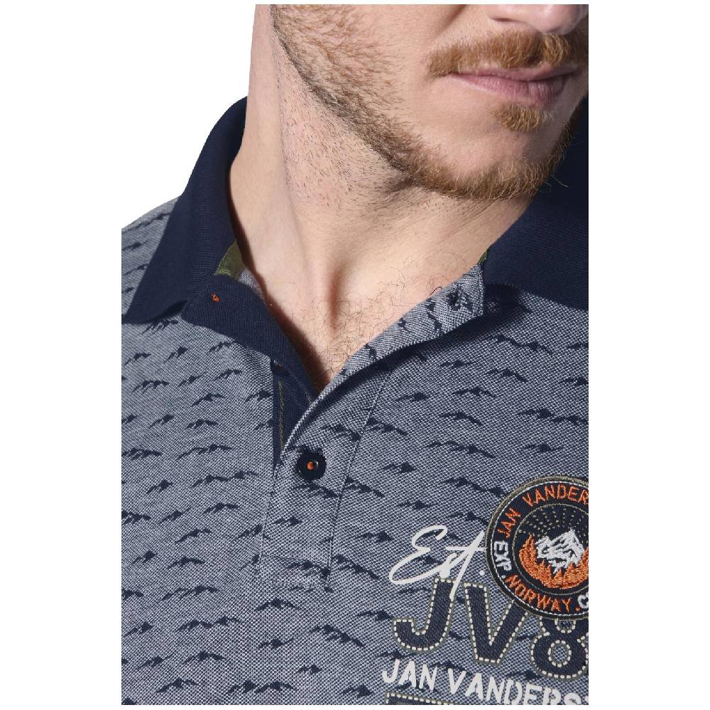 Jan Vanderstorm Poloshirt HALVESEN blau gemustert Clearance-Verkauf