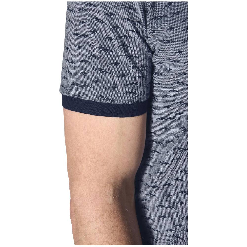 Jan Vanderstorm Poloshirt HALVESEN blau gemustert Clearance-Verkauf