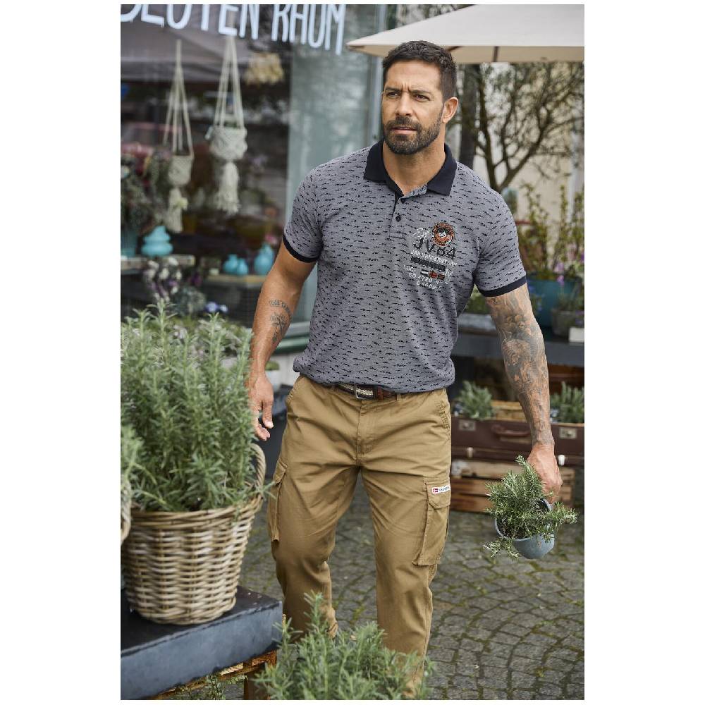 Jan Vanderstorm Poloshirt HALVESEN blau gemustert Clearance-Verkauf