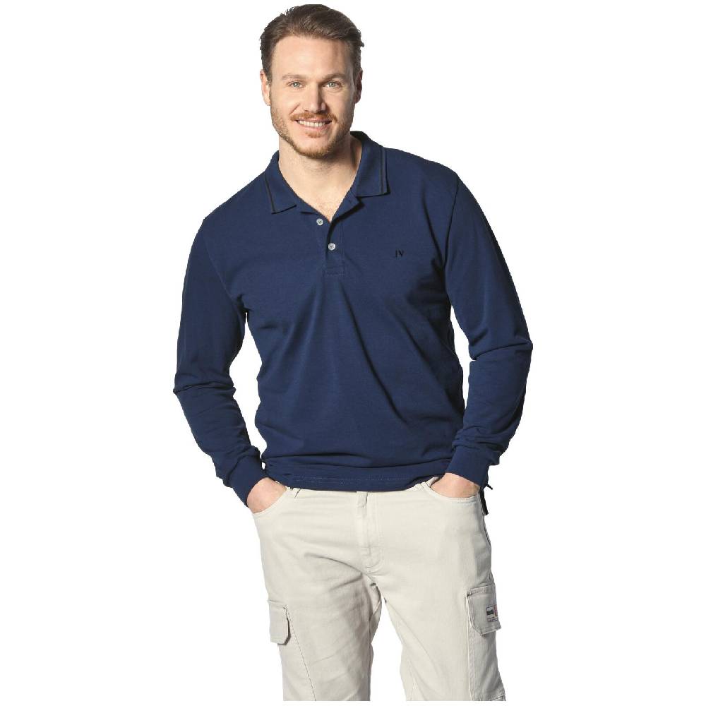 Jan Vanderstorm Langarm-Poloshirt ELLIS royal blau Schlussverkauf