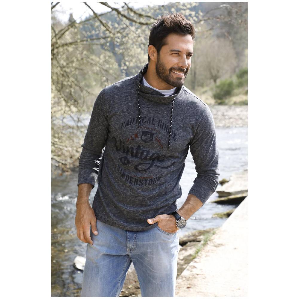 Jan Vanderstorm Sweatshirt HAGEN blau melange Fabrikpreis