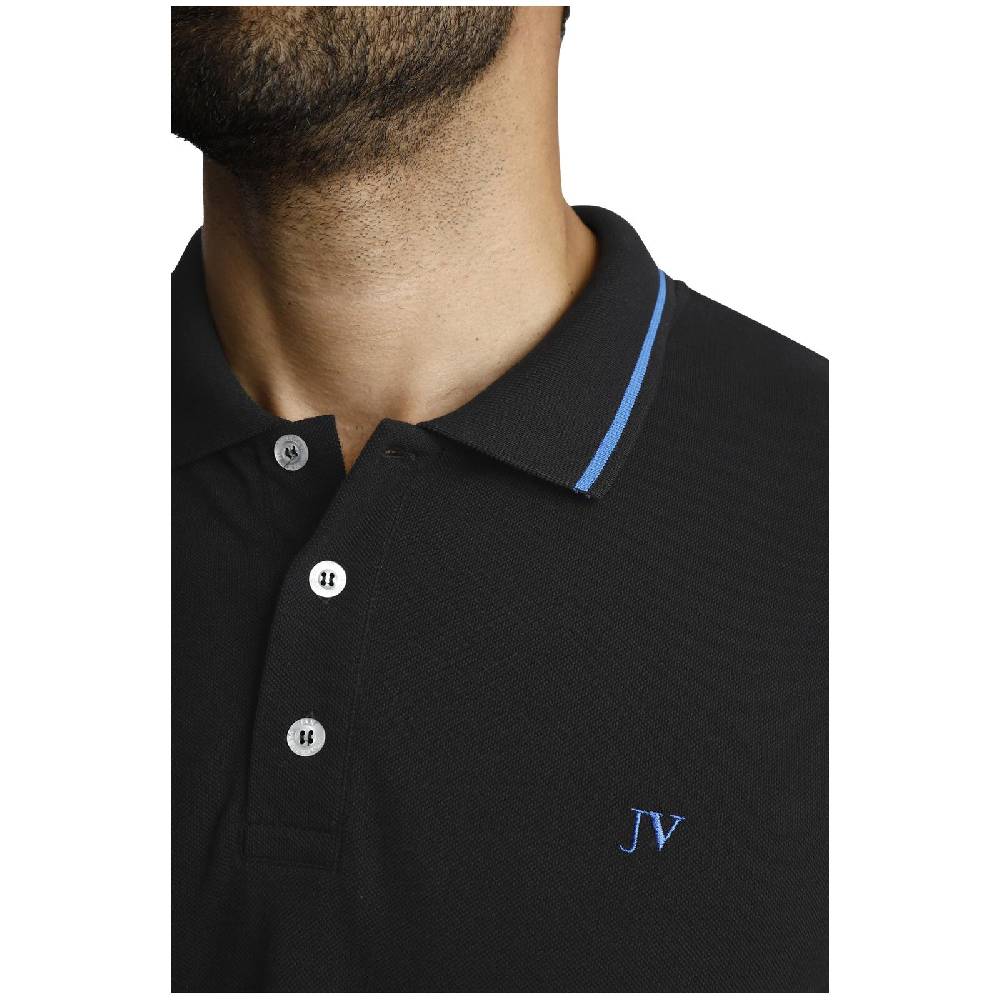 Jan Vanderstorm Langarm-Poloshirt ELLIS schwarz Weihnachtsangebot