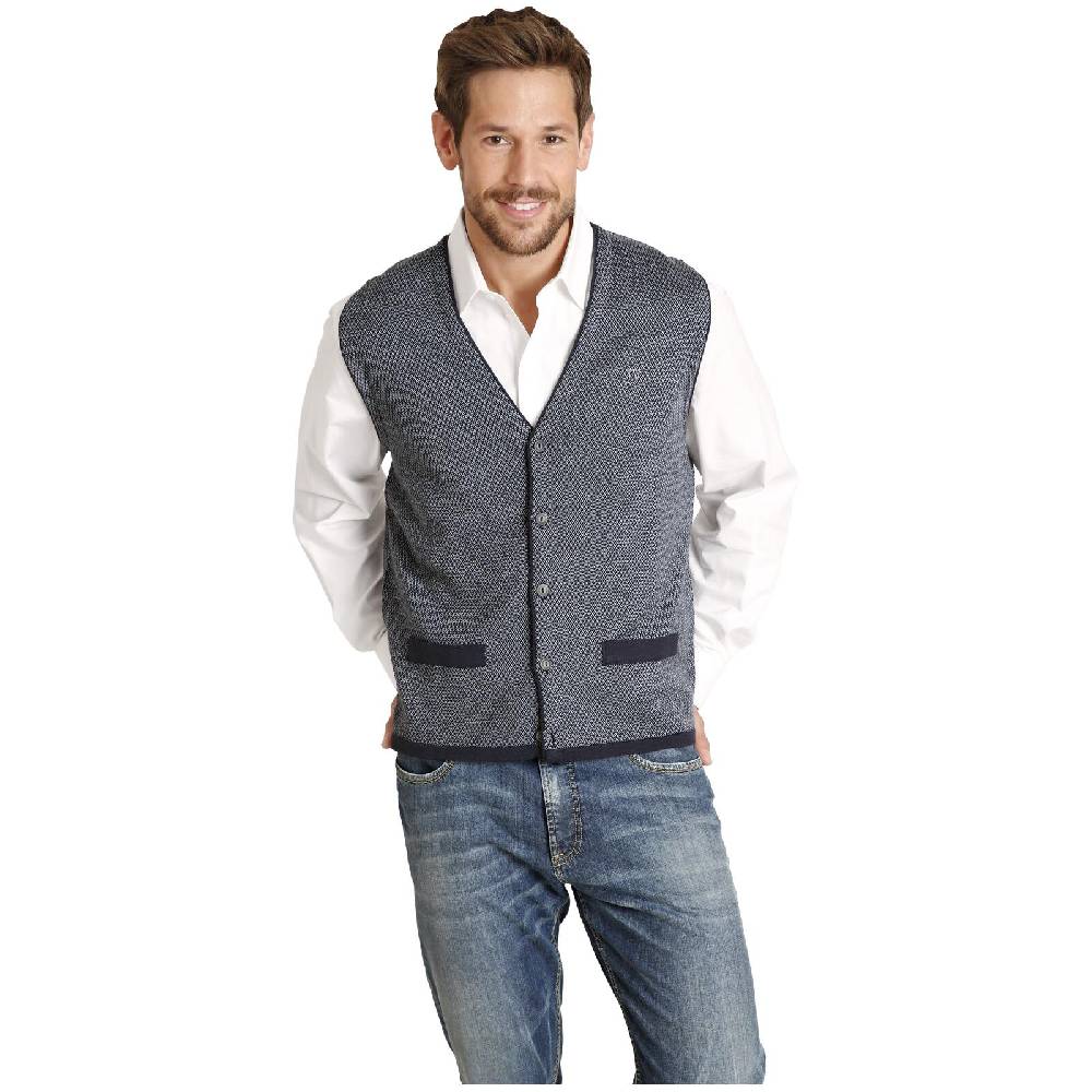 Jan Vanderstorm Strickweste TANE blau gemustert Osterangebot