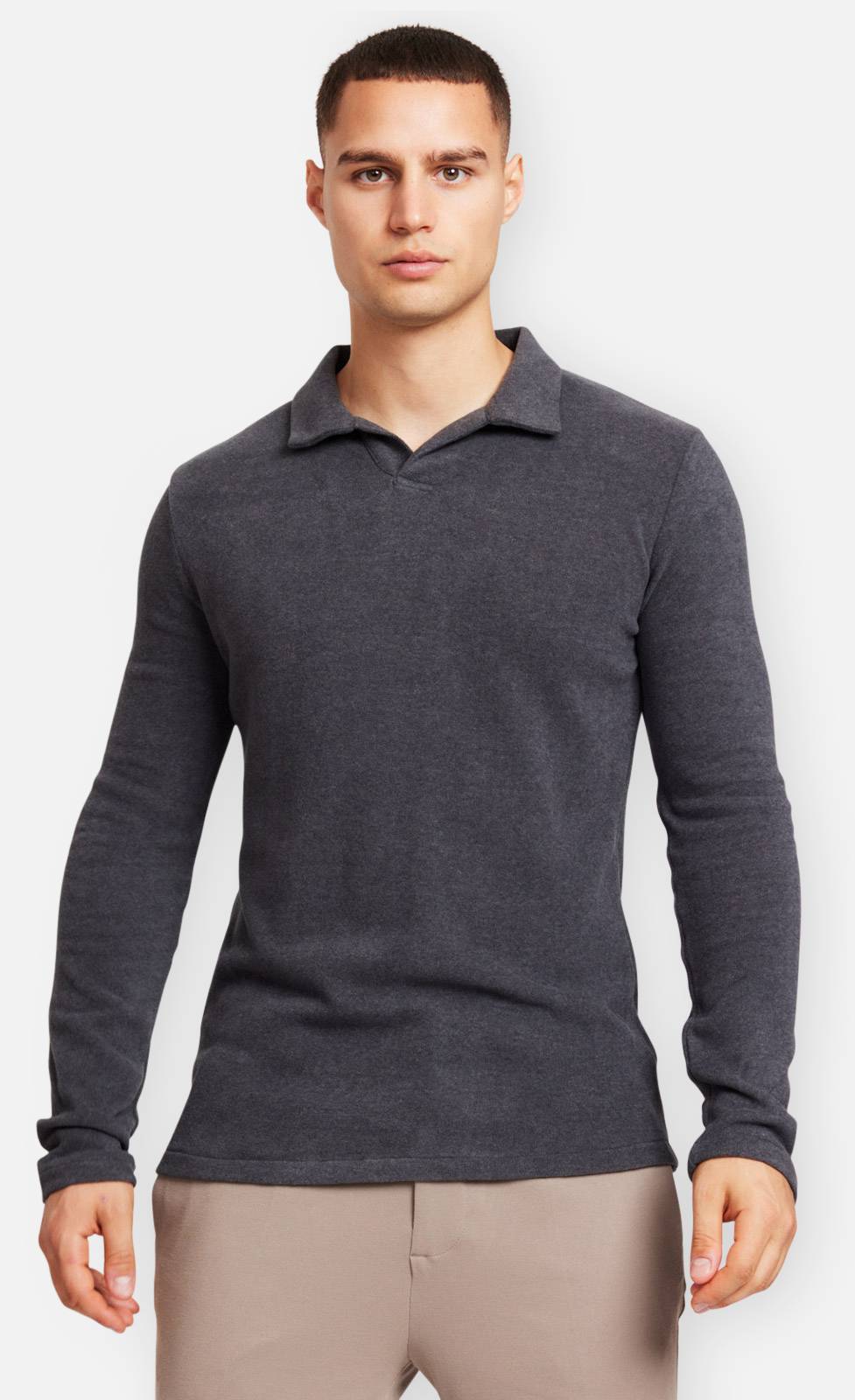 Kiefermann Tonin Langarm Poloshirt aus gebrushter Ware Fabrikladen