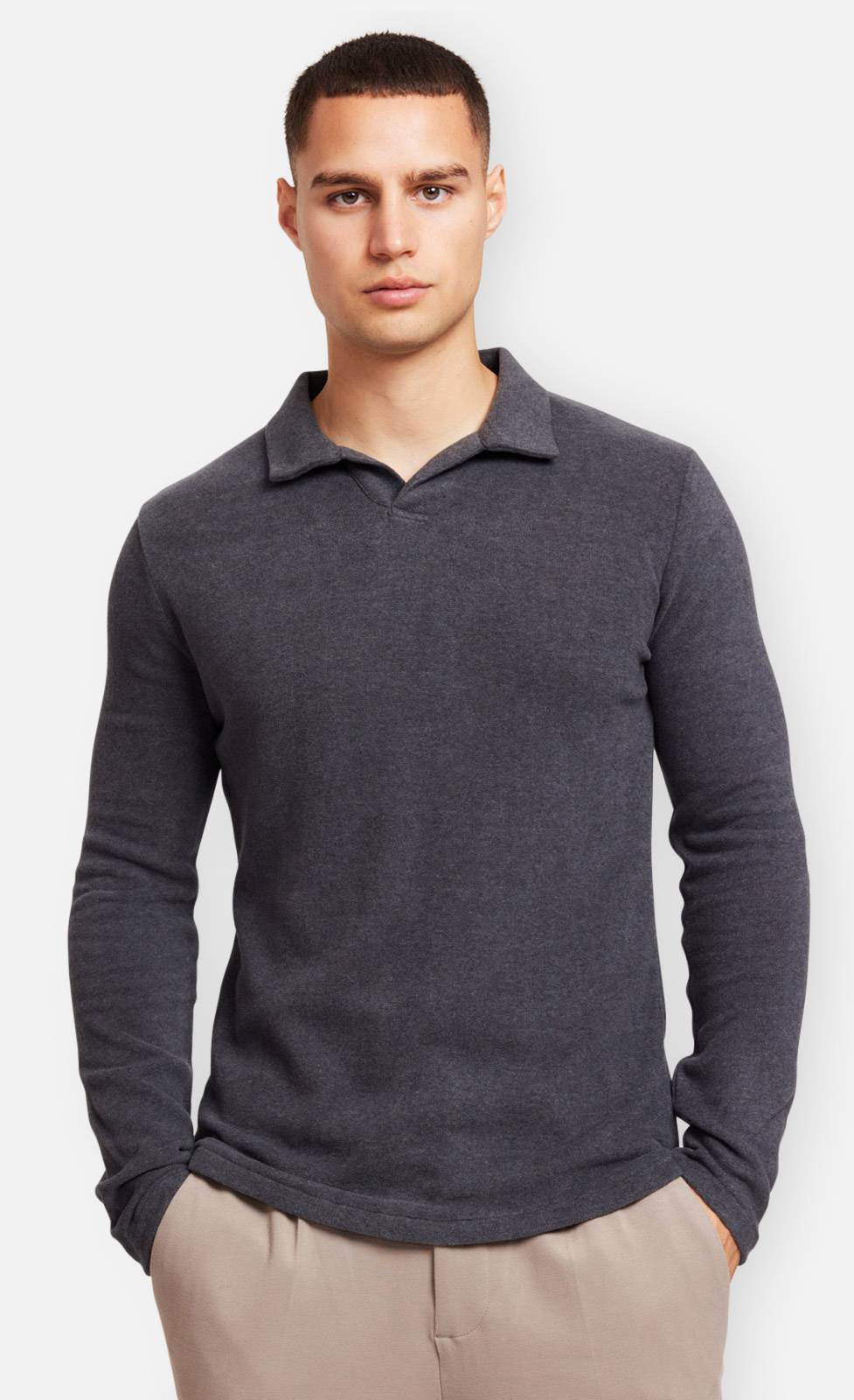 Kiefermann Tonin Langarm Poloshirt aus gebrushter Ware Fabrikladen