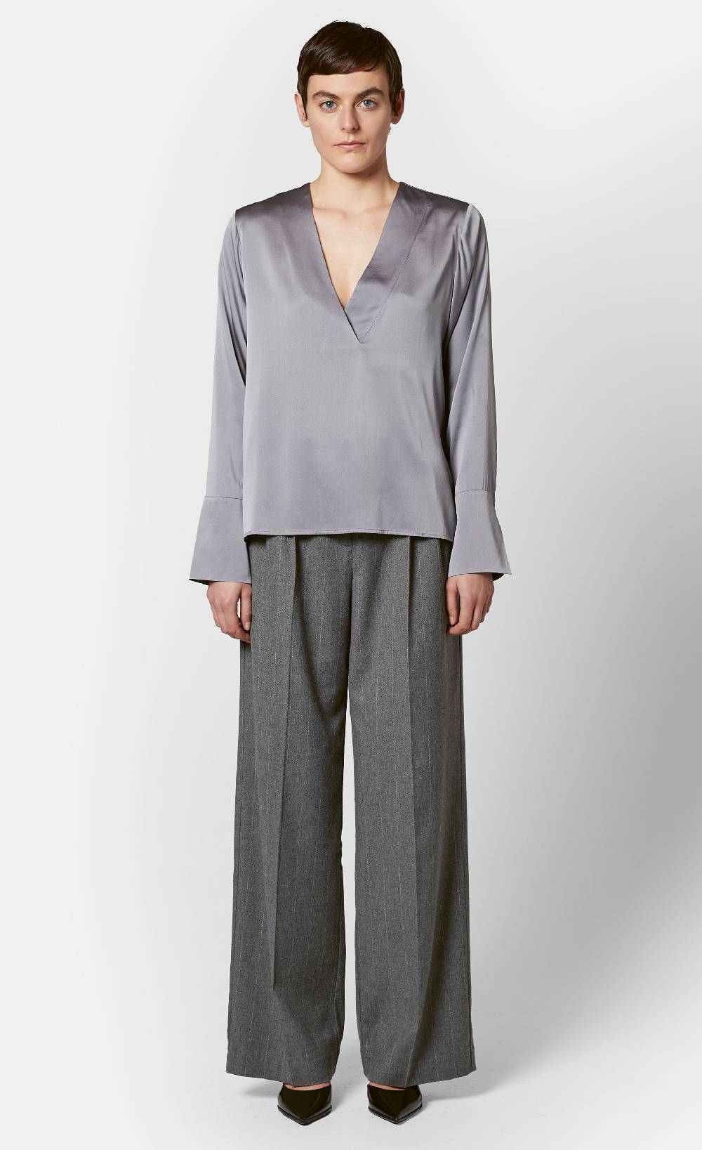 Kiefermann Cetina Seidensatinbluse mit V-Ausschnitt Sonderangebot