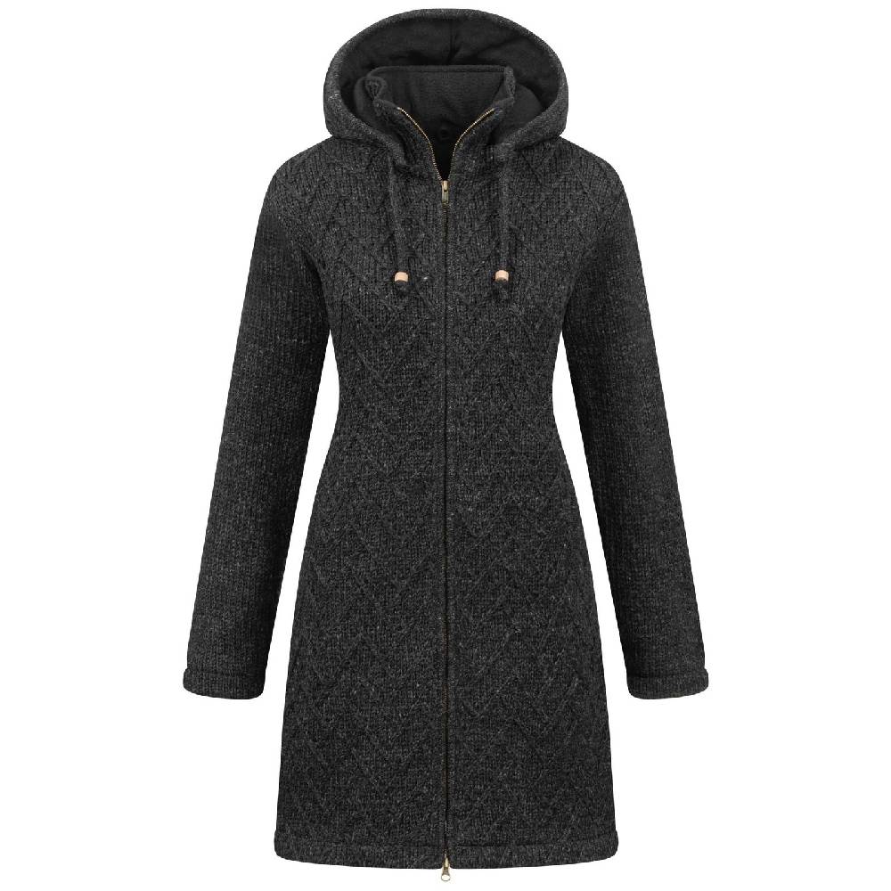 Kunst Und Magie ALMHUBER Klassische Damen Strickjacke Kurzmantel Winter Mantel Wolle Jacke Wollmantel Kapuze Kostenlose Rückgabe