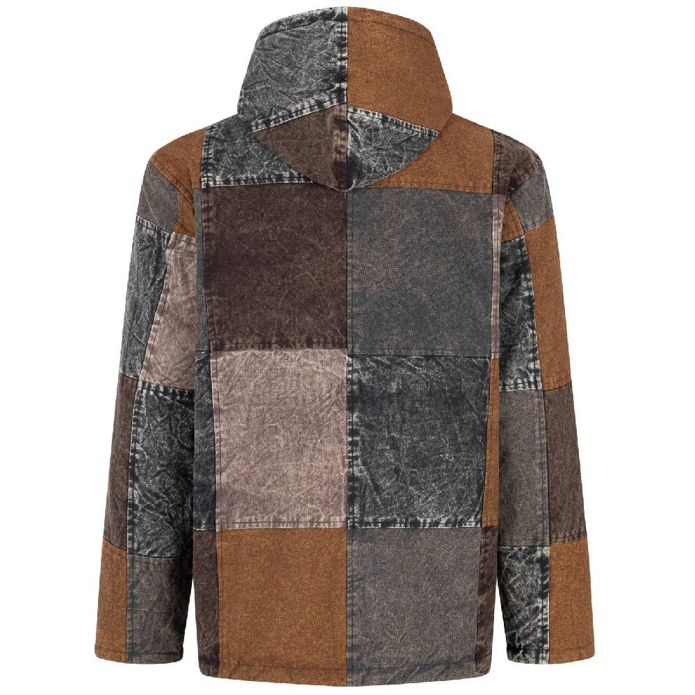 Kunst Und Magie Patchwork Jacke Baja Hoodie Herren alternativ Kapuzenjacke Goa Fleecefutter Nachhaltig Fair Zeitbegrenzte Promotion