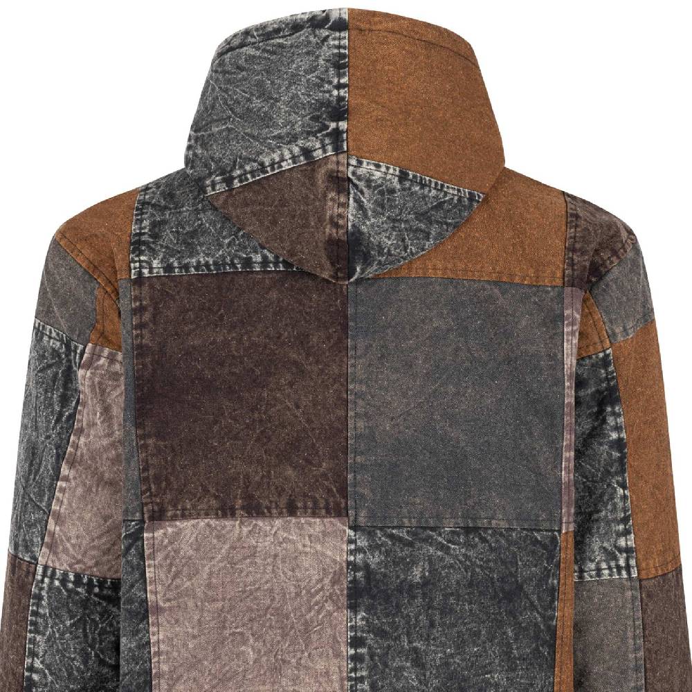 Kunst Und Magie Patchwork Jacke Baja Hoodie Herren alternativ Kapuzenjacke Goa Fleecefutter Nachhaltig Fair Zeitbegrenzte Promotion