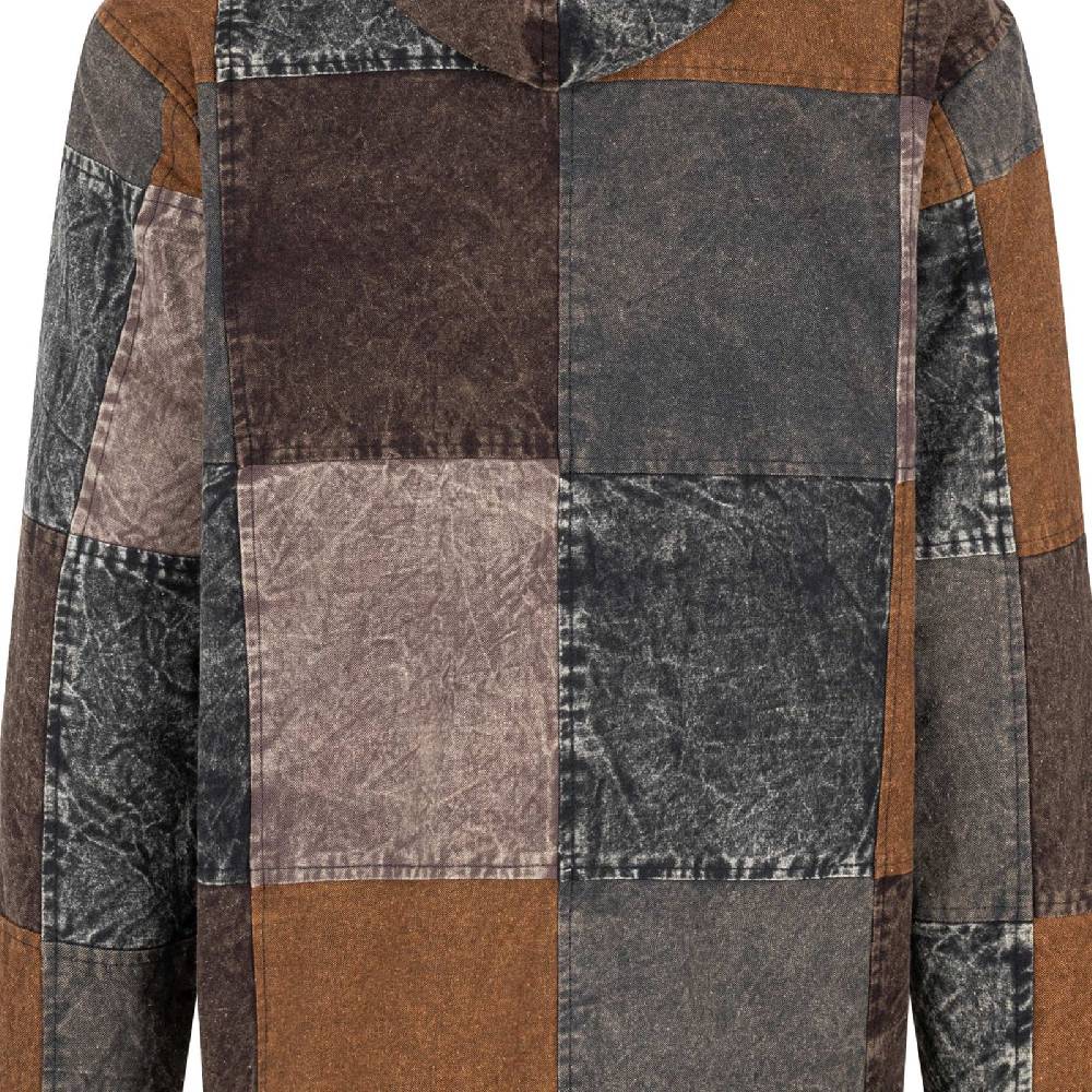 Kunst Und Magie Patchwork Jacke Baja Hoodie Herren alternativ Kapuzenjacke Goa Fleecefutter Nachhaltig Fair Zeitbegrenzte Promotion