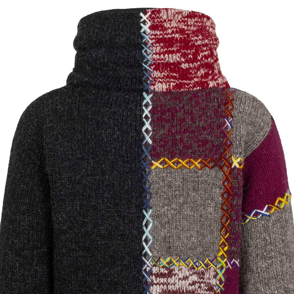 Kunst Und Magie Strickjacke Schurwolle Klassich Nordisch Wolle Jacke Thermo-Hoch Kragen Futter Unisex Nur für heute