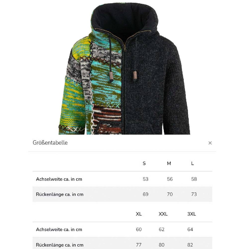 Kunst Und Magie Strickjacke Schurwolle Goa Winterjacke Wolle Jacke Thermo-Hoch Kragen Futter Unisex Sonderangebot der Fabrik