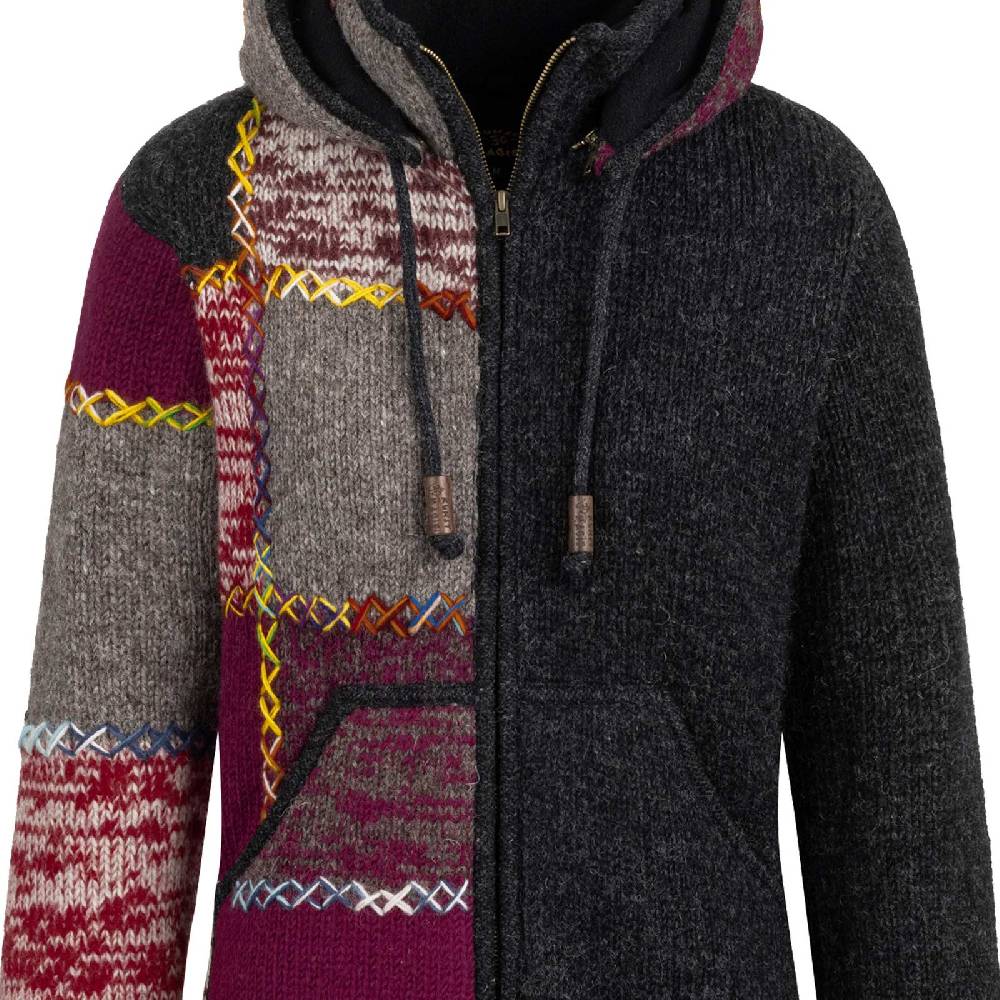 Kunst Und Magie Strickjacke Schurwolle Klassich Nordisch Wolle Jacke Winterjacke mit Hochkragen Kapuze Ying Yang Vierteljährliche Förderung