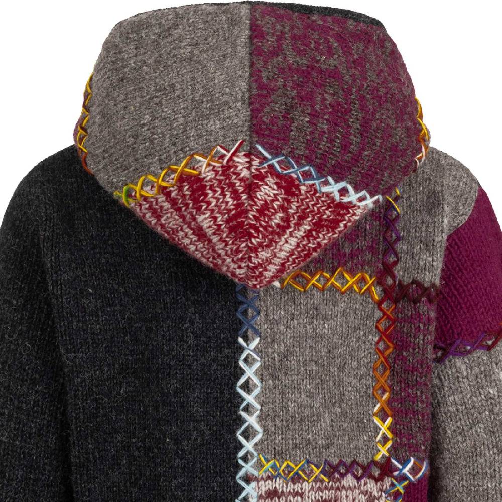 Kunst Und Magie Strickjacke Schurwolle Klassich Nordisch Wolle Jacke Winterjacke mit Hochkragen Kapuze Ying Yang Vierteljährliche Förderung