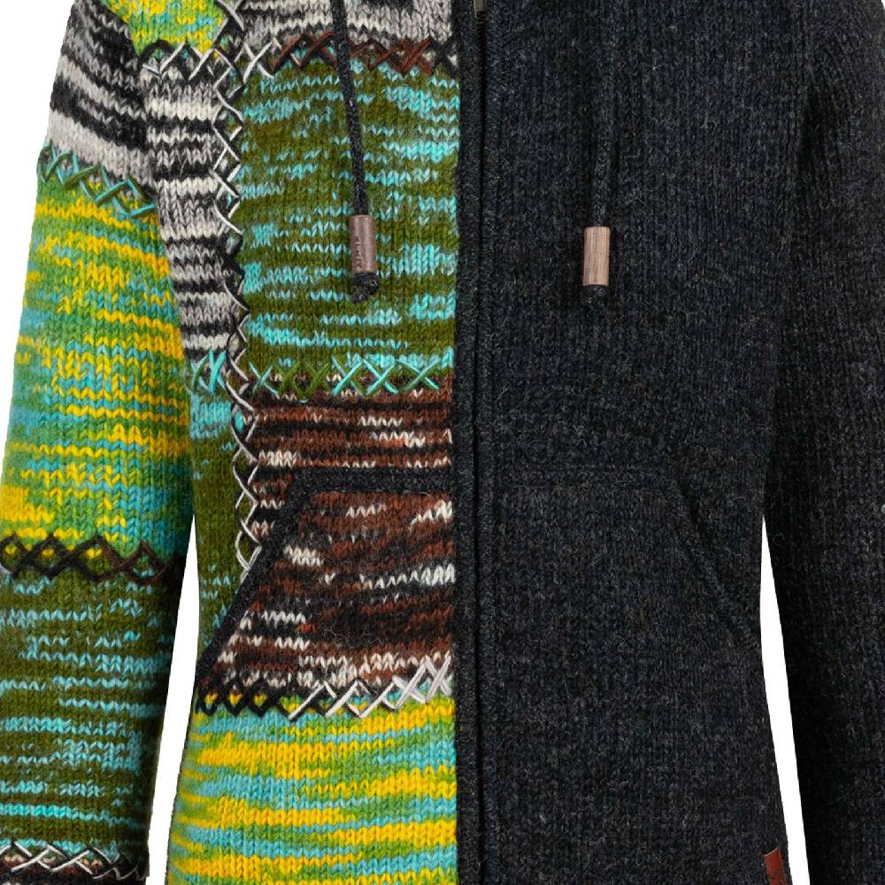 Kunst Und Magie Strickjacke Schurwolle Klassich Nordisch Wolle Jacke Winterjacke mit Hochkragen Kapuze Ying Yang Discount Store für neue Produkte