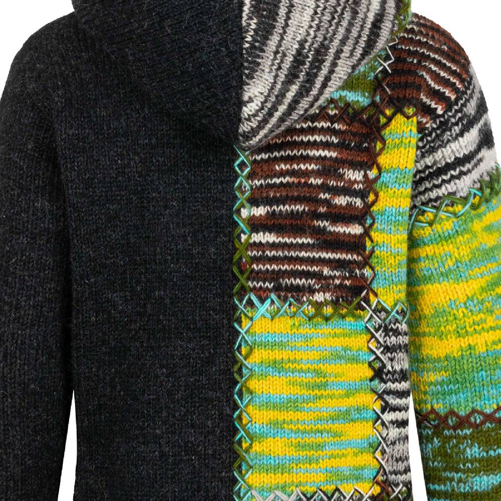 Kunst Und Magie Strickjacke Schurwolle Klassich Nordisch Wolle Jacke Winterjacke mit Hochkragen Kapuze Ying Yang Discount Store für neue Produkte