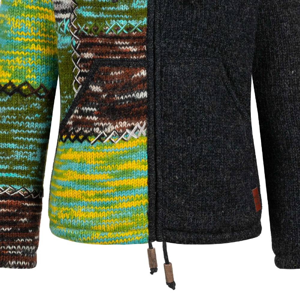 Kunst Und Magie Strickjacke Schurwolle Klassich Nordisch Wolle Jacke Winterjacke mit Hochkragen Kapuze Ying Yang Discount Store für neue Produkte