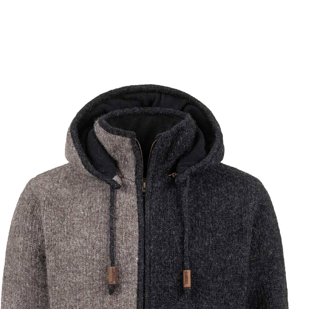 Kunst Und Magie ALMHUBER Herren Strickjacke Schurwolle Klassich Nordisch Wolle Jacke mit Kapuze Schurwolle Ying Yang Riesige Rabatte