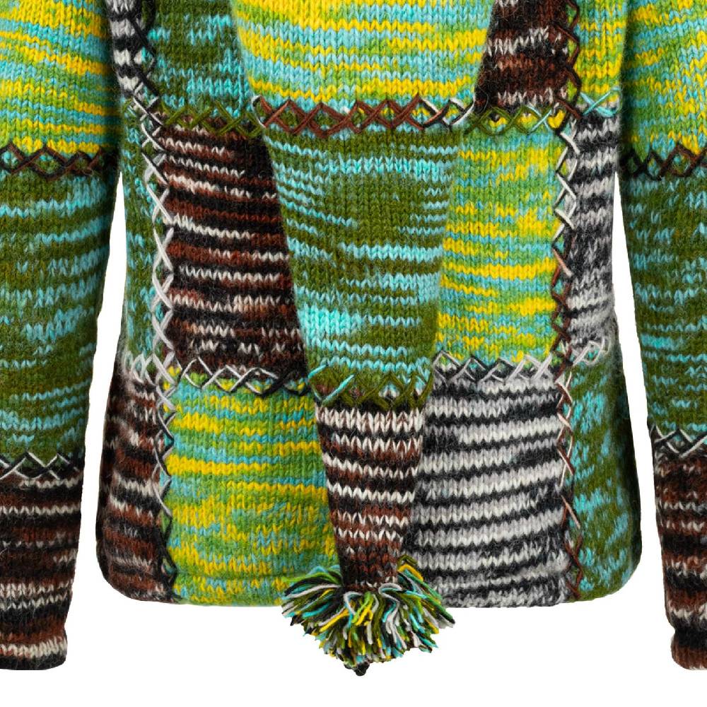 Kunst Und Magie Damen Strickjacke Goa Wolle Bunte Patchwork Winter Jacke Fleecefutter Hochkragen Zipfelkapuze 50% Rabatt mit kostenlosem Versand