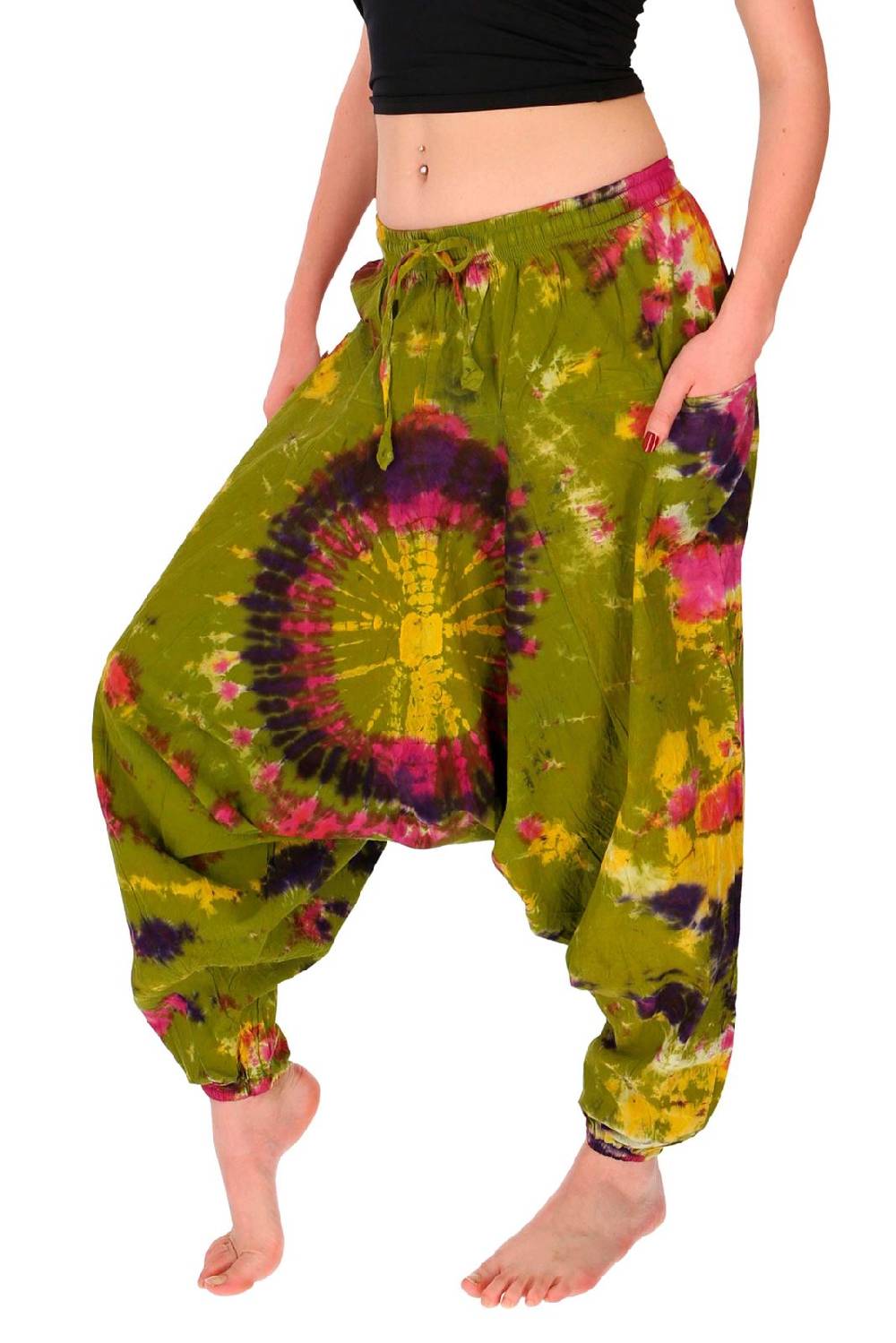 Kunst Und Magie Kunst und Magie Batik Damen Hose Tie Dye Baumwoll Yoga Haremshose Wellnesshose Pluderhose Ballonhose 2025