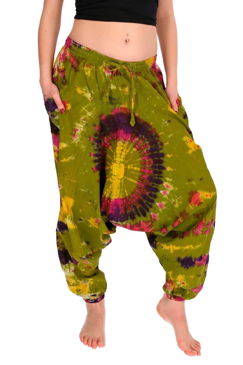 Kunst Und Magie Kunst und Magie Batik Damen Hose Tie Dye Baumwoll Yoga Haremshose Wellnesshose Pluderhose Ballonhose 2025