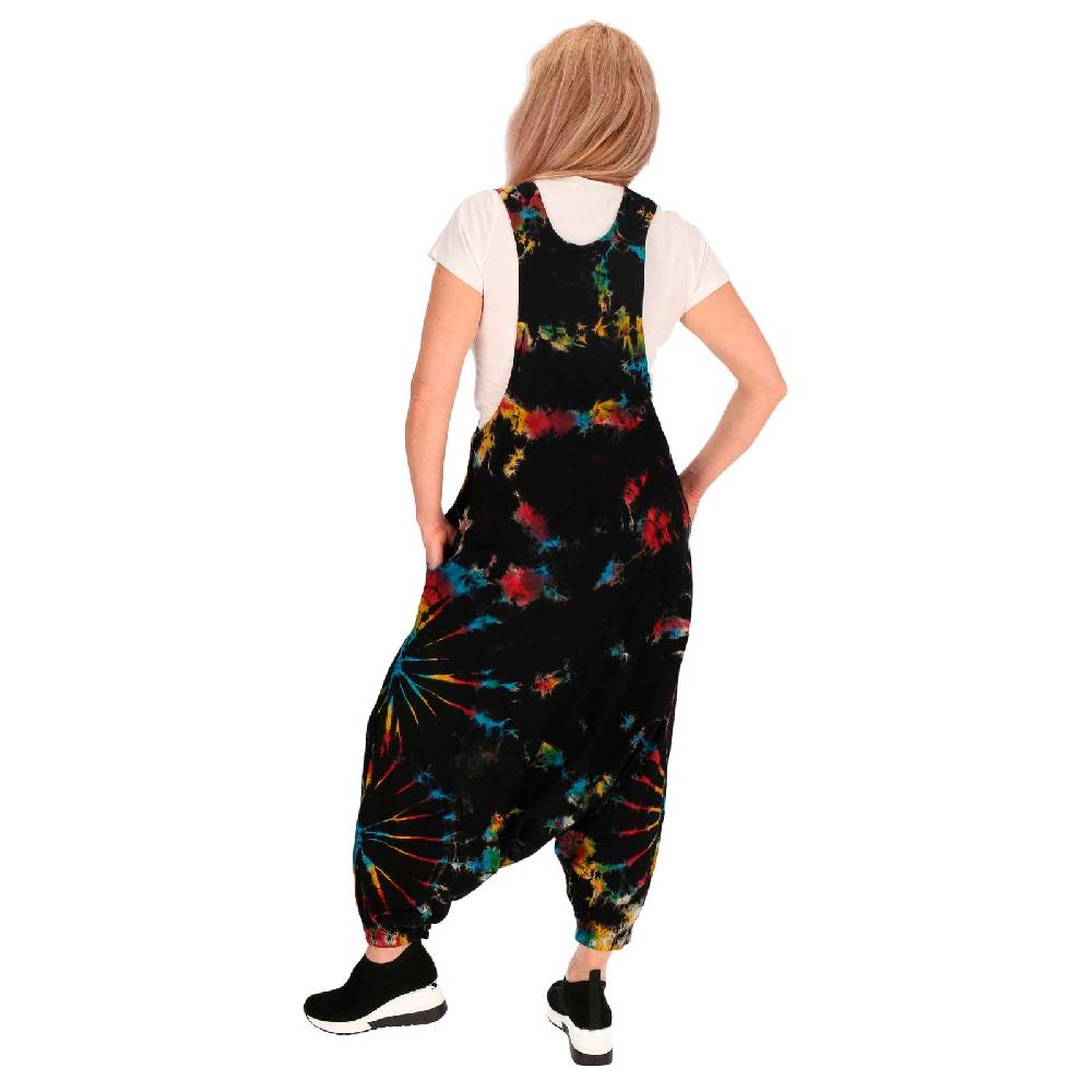 Kunst Und Magie Tie Dye Batik Latzhose Damen Haremshose Hose Psy Goa 70er Overall Boho Jumpsuit Bunt Auslauf