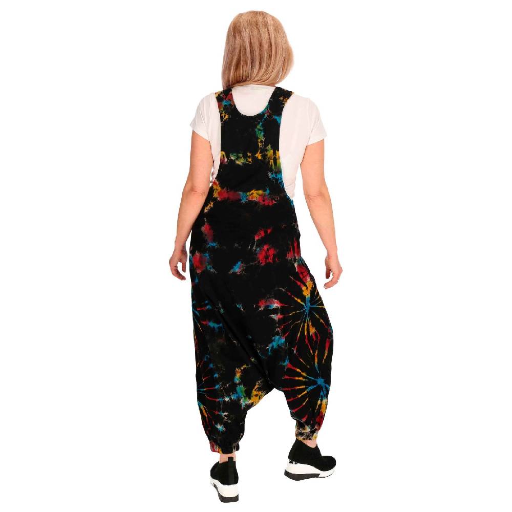Kunst Und Magie Tie Dye Batik Latzhose Damen Haremshose Hose Psy Goa 70er Overall Boho Jumpsuit Bunt Auslauf