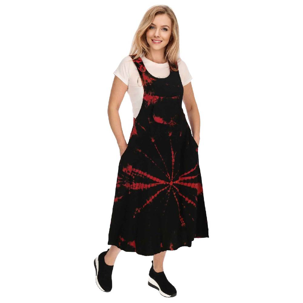Kunst Und Magie Buntes Kleid Latzkleid Latzrock Tie Dy Batik Boho Ibiza Psy Goa 70er Overall Hippie Sommerkleid Baumwolle Verkauf