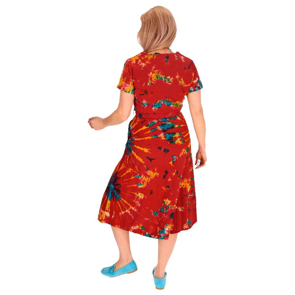 Kunst Und Magie Kleid Batik Sommerkleid Baumwoll Kleid Boho Ibiza Geköpft Hippie Tie Dye im Angebot