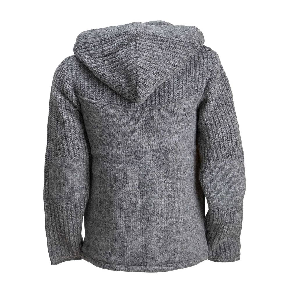 Kunst Und Magie Strickjacke Schurwolle Klassich Nordisch Wolle Jacke mit Kapuze Kragen Futter Unisex Grau Günstiger Verkauf