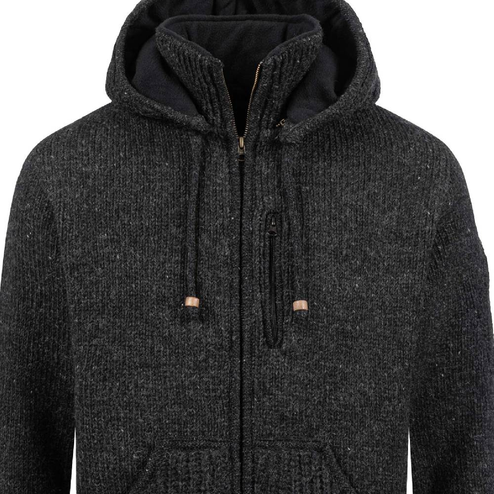 Kunst Und Magie Strickjacke Schurwolle Klassich Nordisch Wolle Jacke mit Kapuze Kragen Futter Unisex Limitierter Zeitrabatt