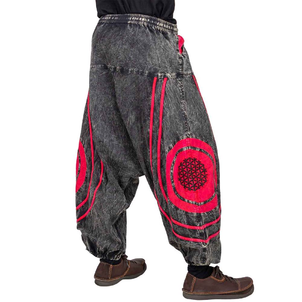 Kunst Und Magie Unisex Psy Baggy Pants Hippie Hose Goa Baumwoll Haremshose Stonewashed Blume des Lebens Fabrikpreis