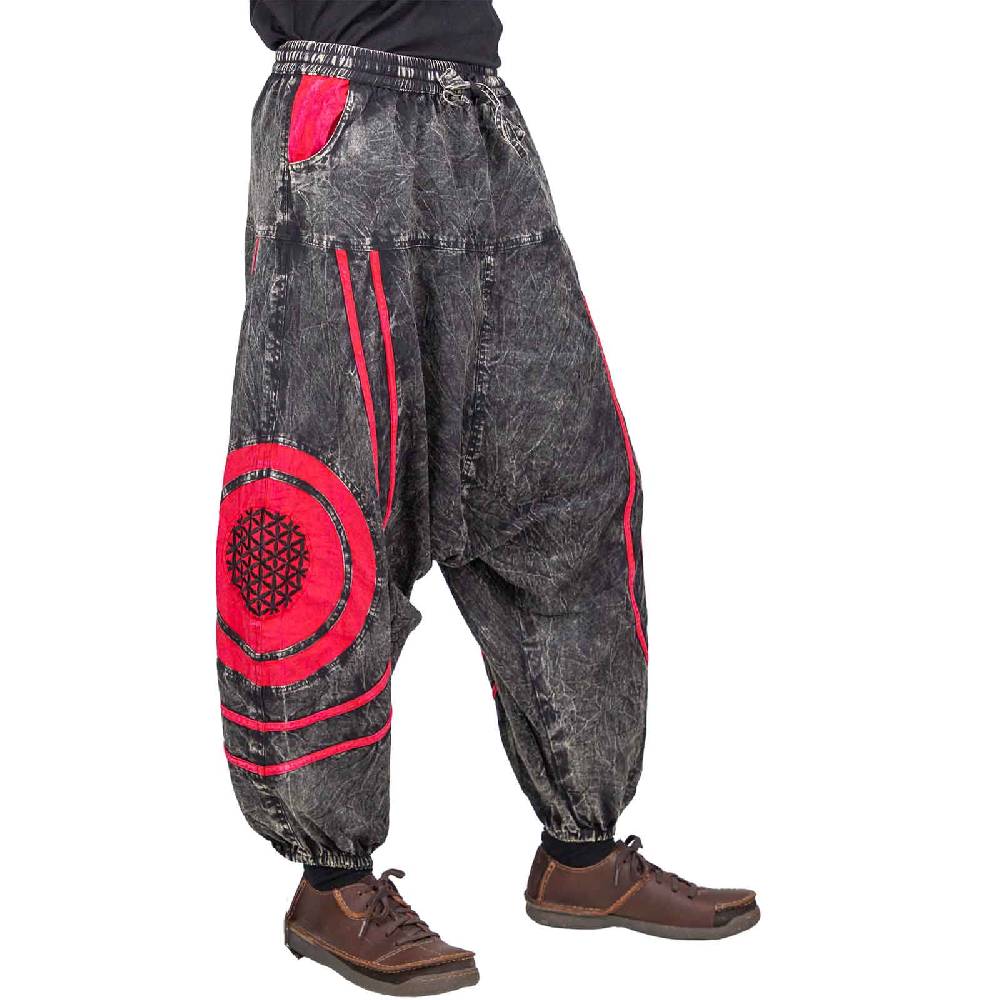 Kunst Und Magie Unisex Psy Baggy Pants Hippie Hose Goa Baumwoll Haremshose Stonewashed Blume des Lebens Fabrikpreis