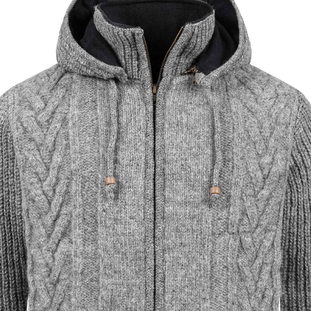 Kunst Und Magie Herren Strickjacke Goa Wolle Jacke Fleecefutter Hochkragen Winterjacke Kurzmantel Kapuze Versandkostenfrei