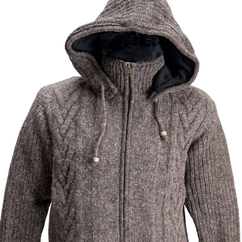 Kunst Und Magie Herren Strickjacke Goa Wolle Jacke Fleecefutter Hochkragen Winterjacke Kurzmantel Kapuze Großer Ausverkauf