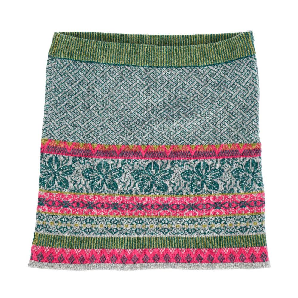 Kunst Und Magie Bunter Strickrock Knielanger Rock aus Schurwolle vom Lamm Lammwolle Wollrock Feinstrick Boho Preisnachlass