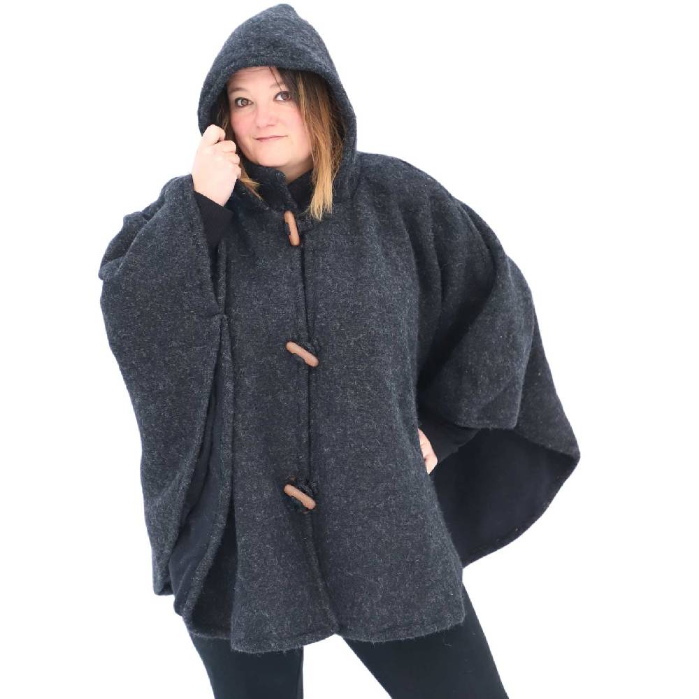 Kunst Und Magie Strick Poncho mit Kapuze Umhang Cape Strickjacke Wolle Jacke mit Kapuze Winter Mantel Weihnachtsangebot