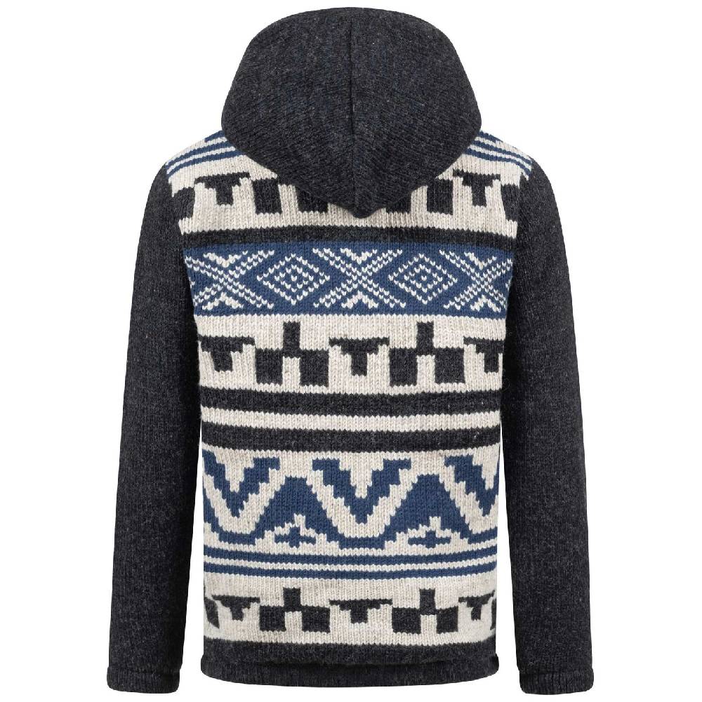 Kunst Und Magie Unisex Strickjacke Goa Wolle Winter Jacke Atzteken Muster Fleecefutter Hochkragen abnehmbarer Kapuze Jubiläumsangebot