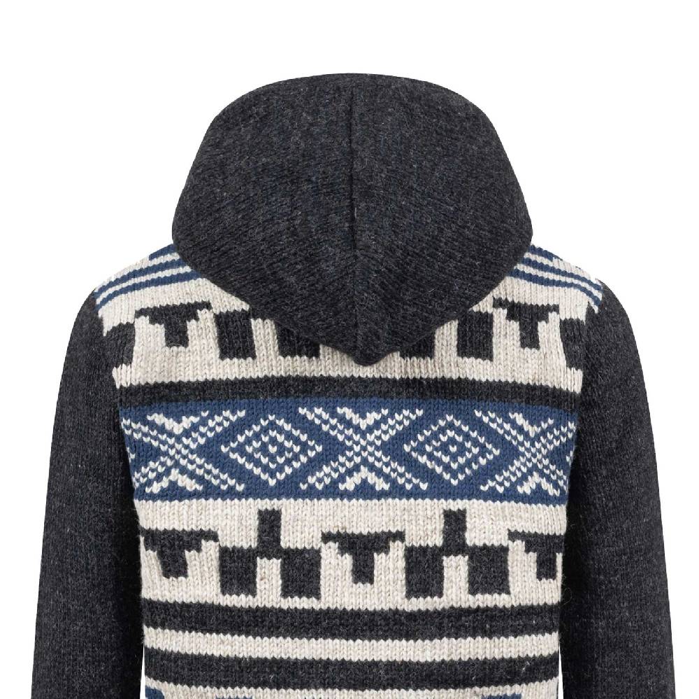Kunst Und Magie Unisex Strickjacke Goa Wolle Winter Jacke Atzteken Muster Fleecefutter Hochkragen abnehmbarer Kapuze Jubiläumsangebot