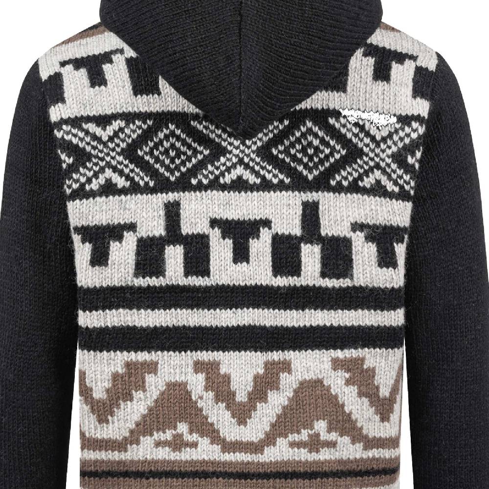 Kunst Und Magie Unisex Strickjacke Goa Wolle Bunte Patchwork Jacke Fleecefutter Hochkragen abnehmbarer Kapuze Heißer Verkauf