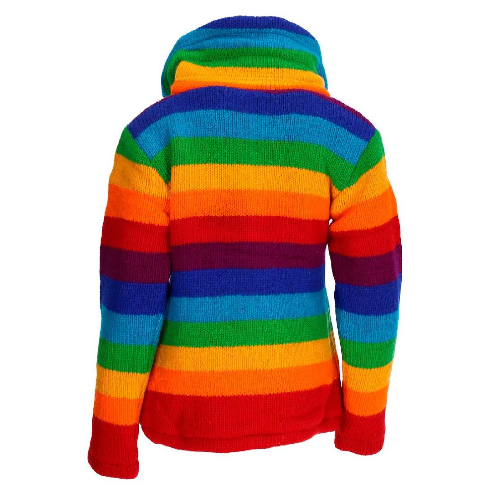 Kunst Und Magie Strickjacke Goa Wolle Bunte Regenbogen Jacke Fleecefutter Hochkragen Unisex Fair Große Rabatte