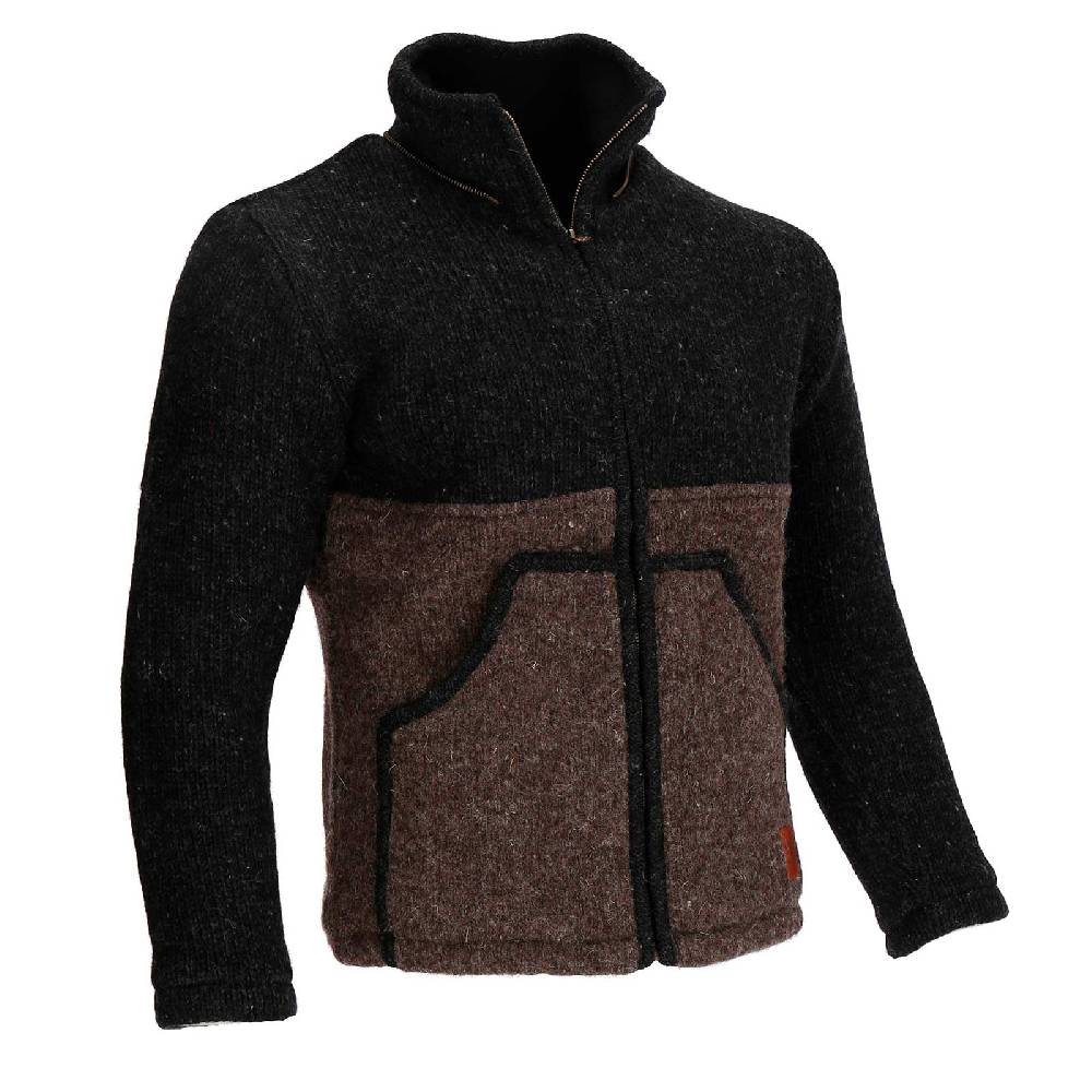 Kunst Und Magie Unisex Strickjacke Goa Wolle Bunte Patchwork Jacke Fleecefutter Hochkragen abnehmbarer Kapuze Neuheiten