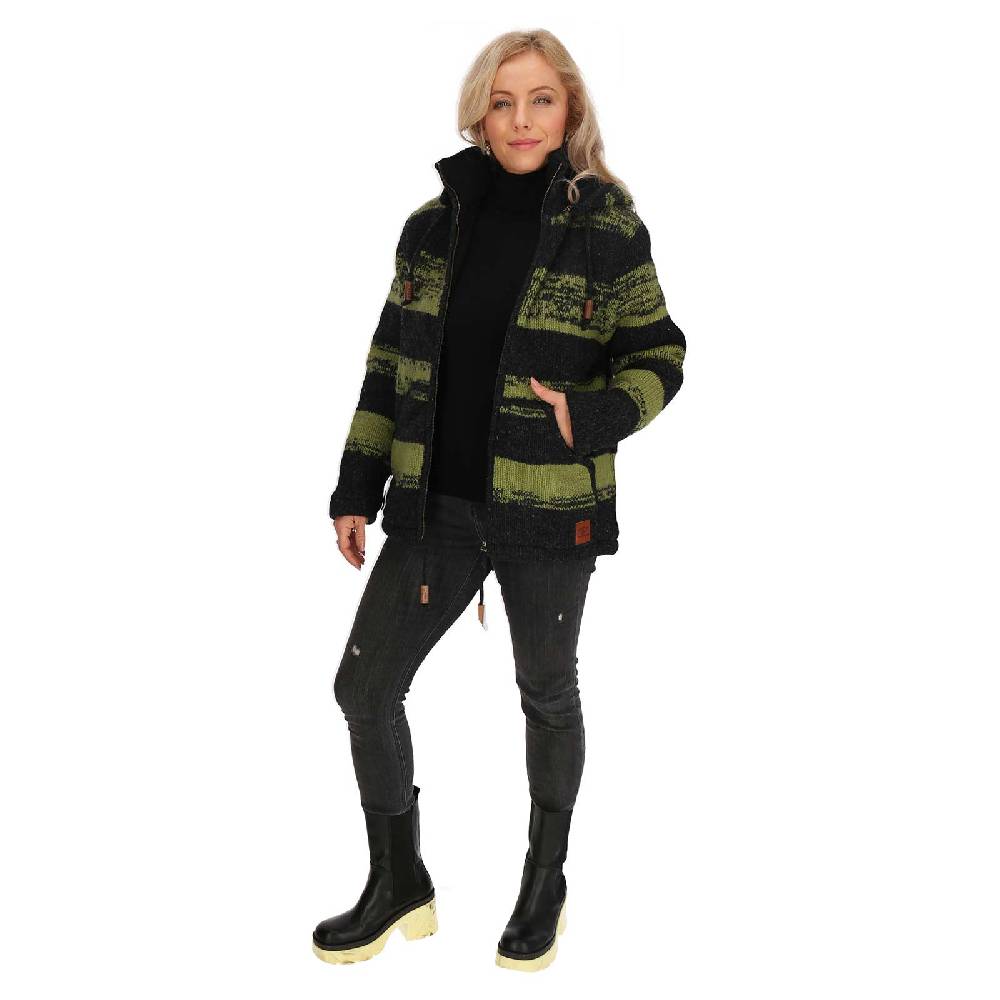 Kunst Und Magie Unisex Strickjacke Goa Wolle Bunte Patchwork Jacke Fleecefutter Hochkragen abnehmbarer Kapuze Saisonale Angebote
