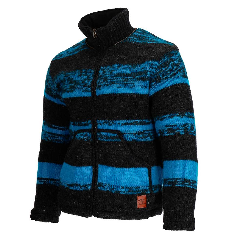 Kunst Und Magie Unisex Strickjacke Goa Wolle Bunte Jacke Fleecefutter Hochkragen abnehmbarer Kapuze Winterjacke Räumungsverkauf