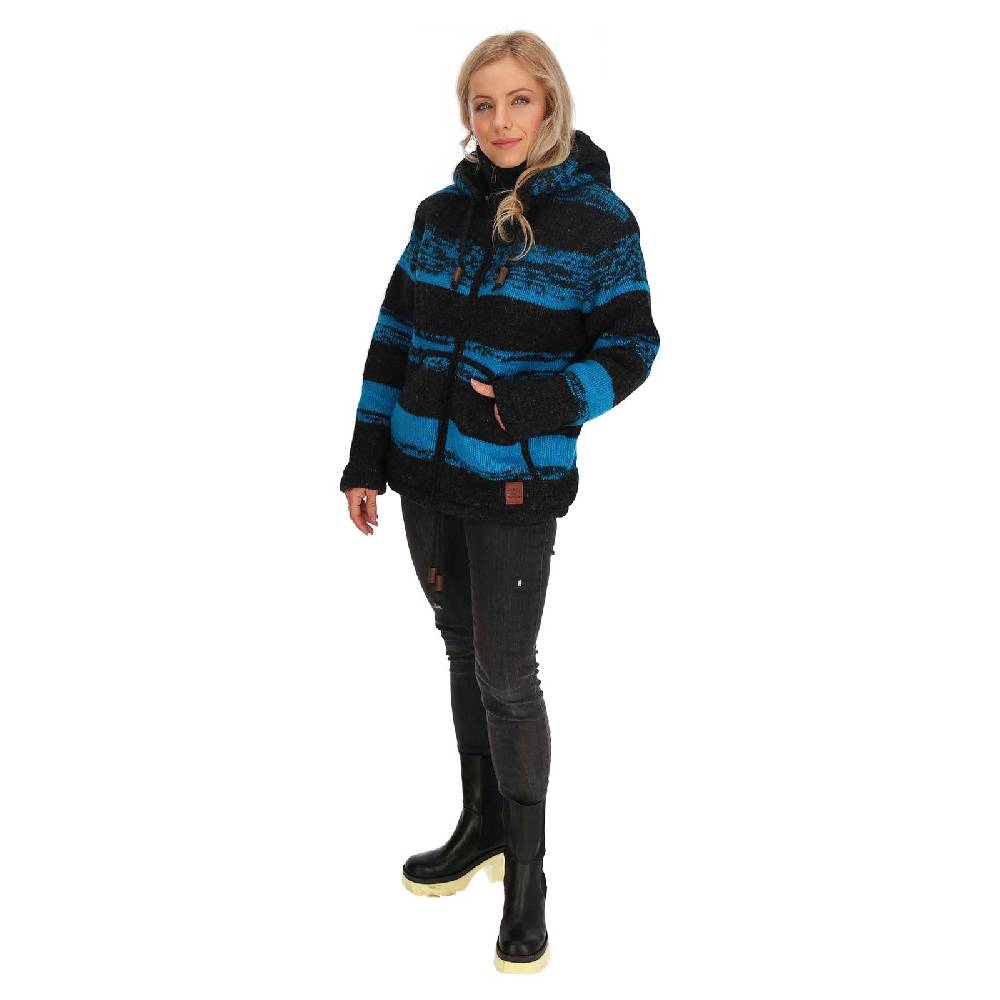 Kunst Und Magie Unisex Strickjacke Goa Wolle Bunte Jacke Fleecefutter Hochkragen abnehmbarer Kapuze Winterjacke Räumungsverkauf