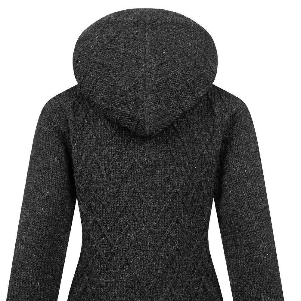 Kunst Und Magie Klassische Damen Strickjacke Kurzmantel Winter Mantel Wolle Jacke mit Fleecefutter und Kapuze Kauf eins, bekomm eins gratis