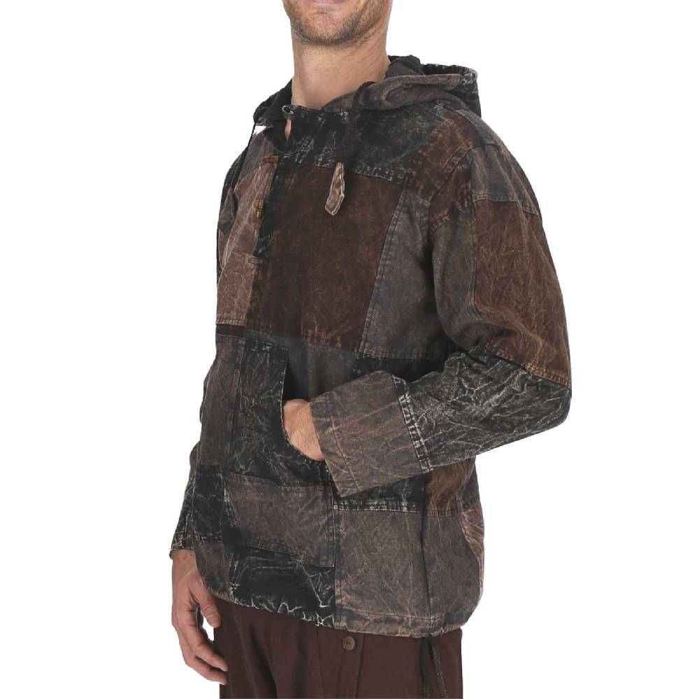 Kunst Und Magie Patchwork Baja Hoodie Herren alternativ Kapuzenpulli Nachhaltig Fair Tägliche Deals