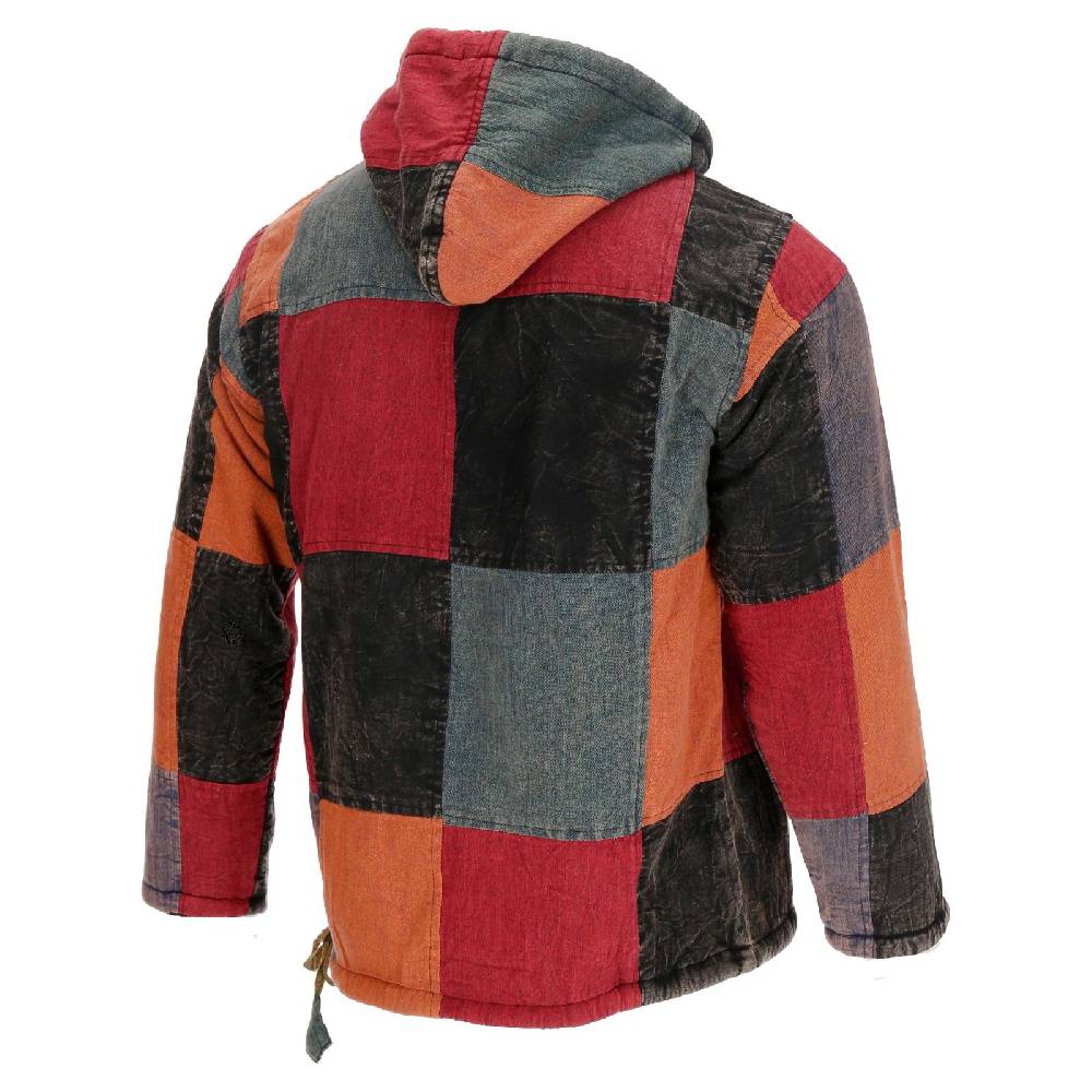 Kunst Und Magie KUNST UND MAGIE Herren bunt alternativ Baja Hoodie Fischerhemd Kapuze Patchwork gefüttert Sonderangebote