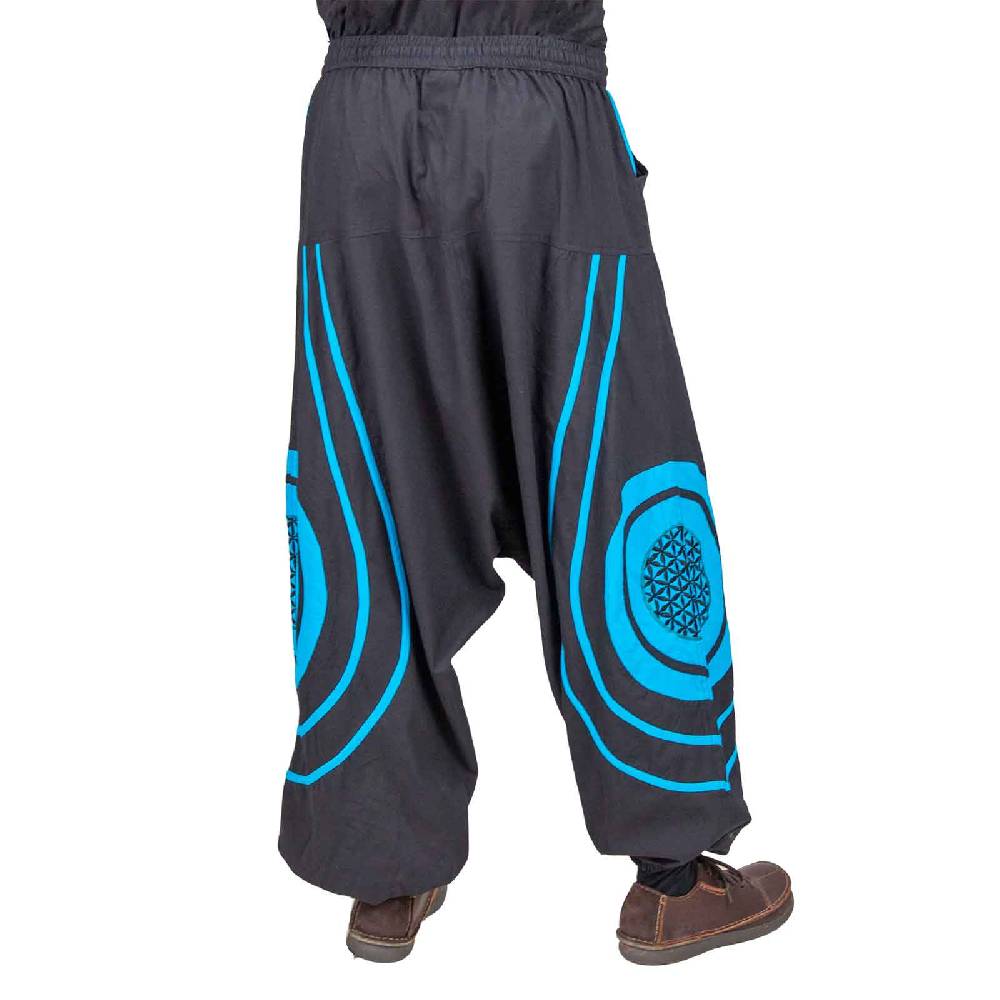 Kunst Und Magie Unisex Psy Baggy Pants Hippie Hose Goa Baumwoll Haremshose Lebensblume Flower of Life Wochenangebot