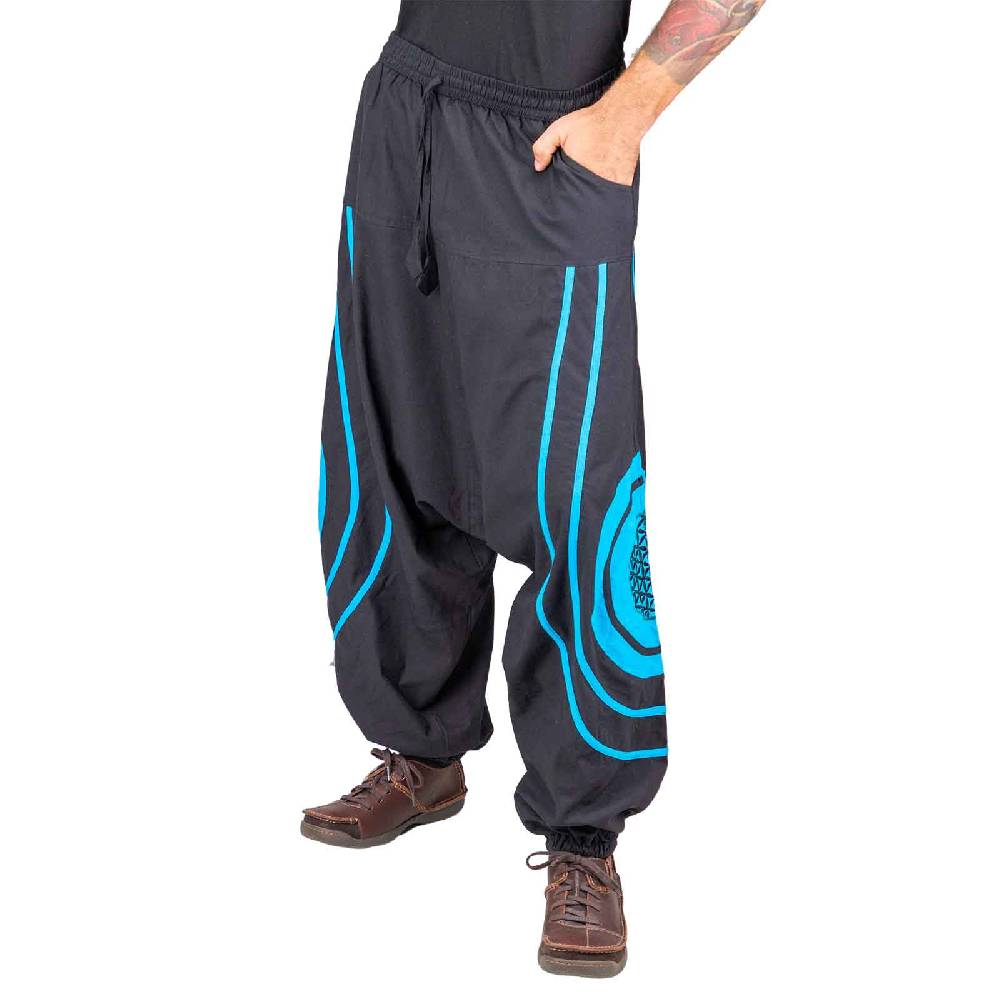Kunst Und Magie Unisex Psy Baggy Pants Hippie Hose Goa Baumwoll Haremshose Lebensblume Flower of Life Wochenangebot